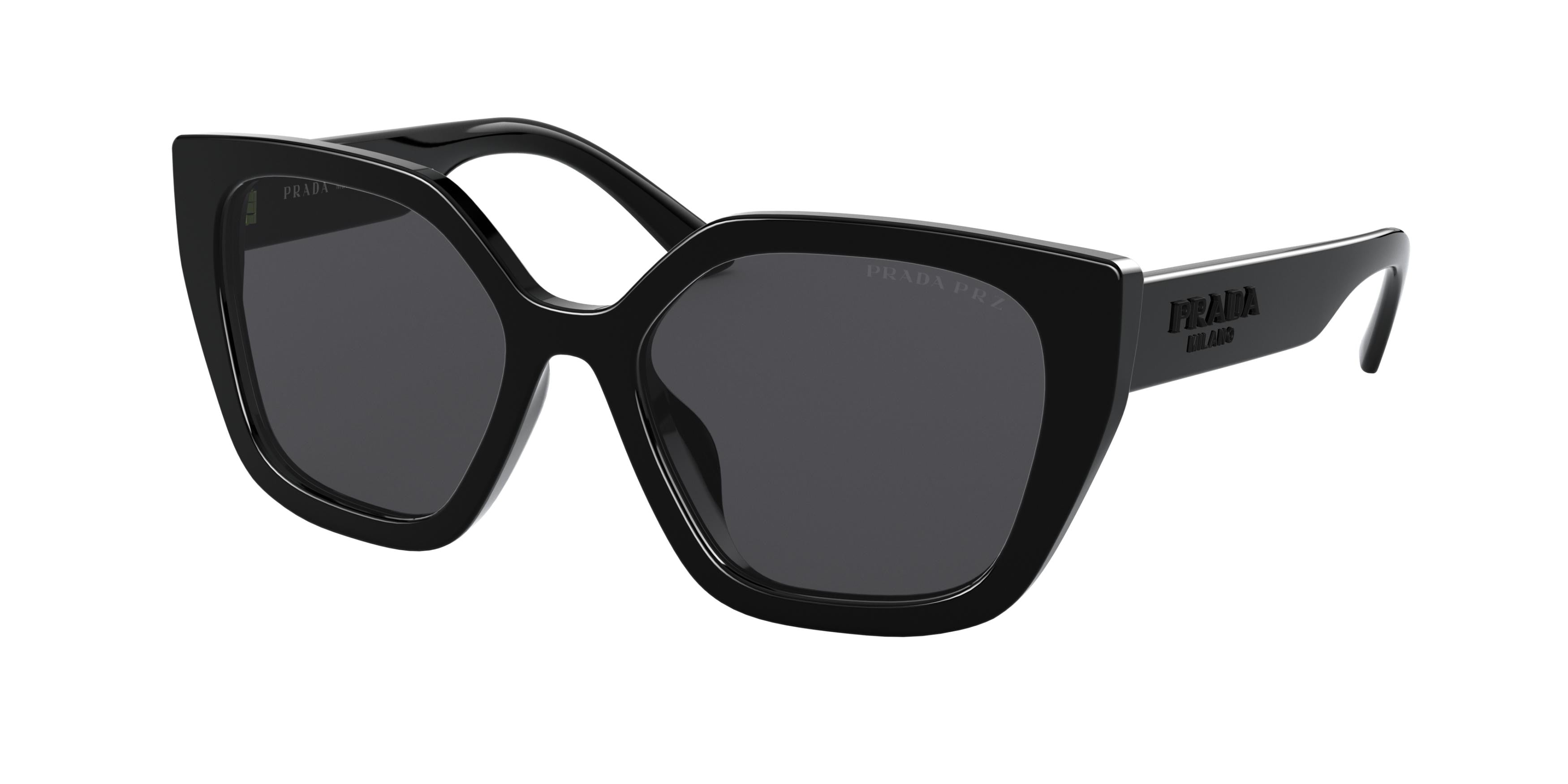 Prada PR24XS Rectangle Sunglasses  1AB5Z1-Black 52-140-18 - Color Map Black