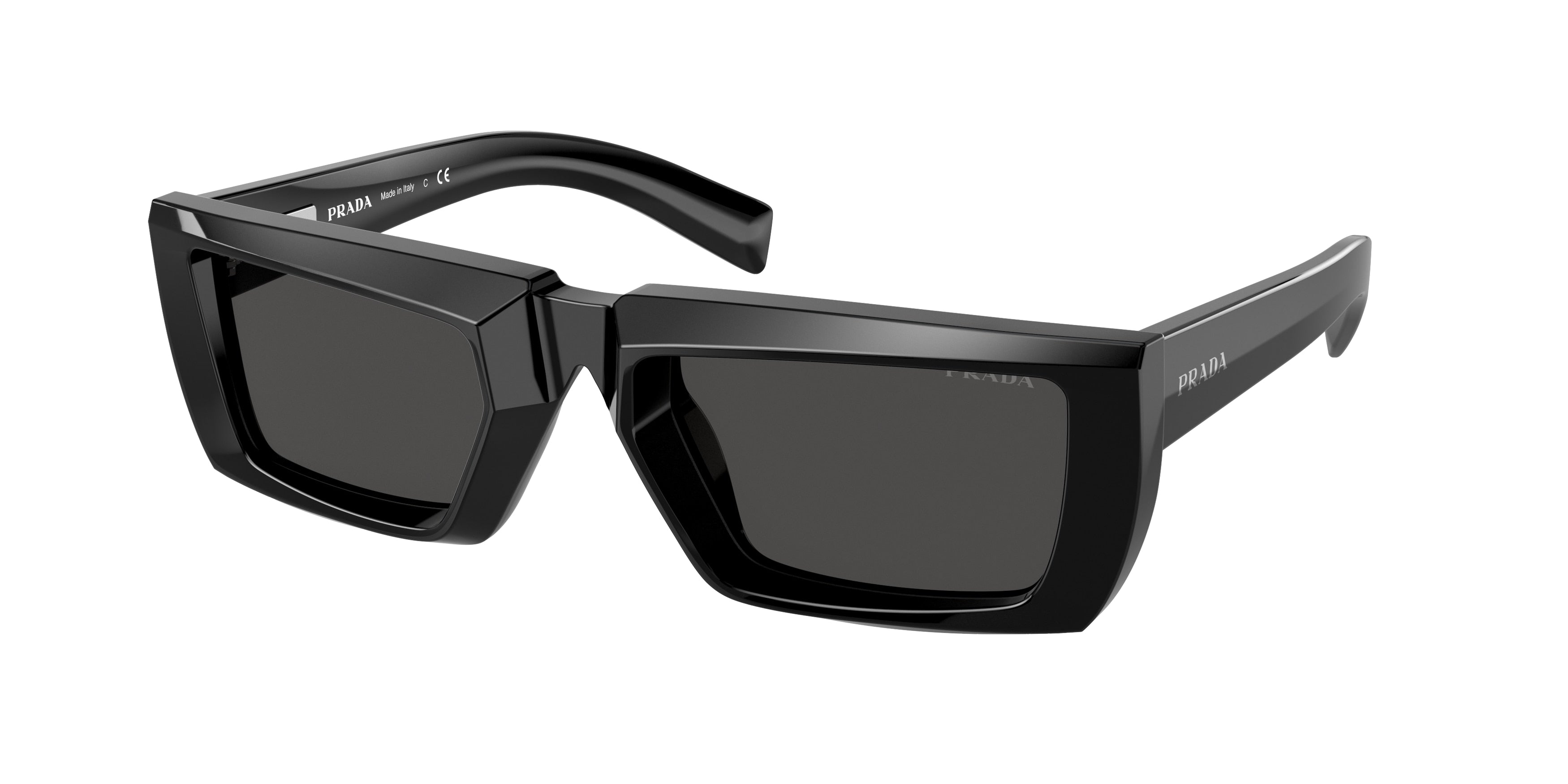 Prada PR24YS Rectangle Sunglasses  1AB5S0-Black 55-140-21 - Color Map Black