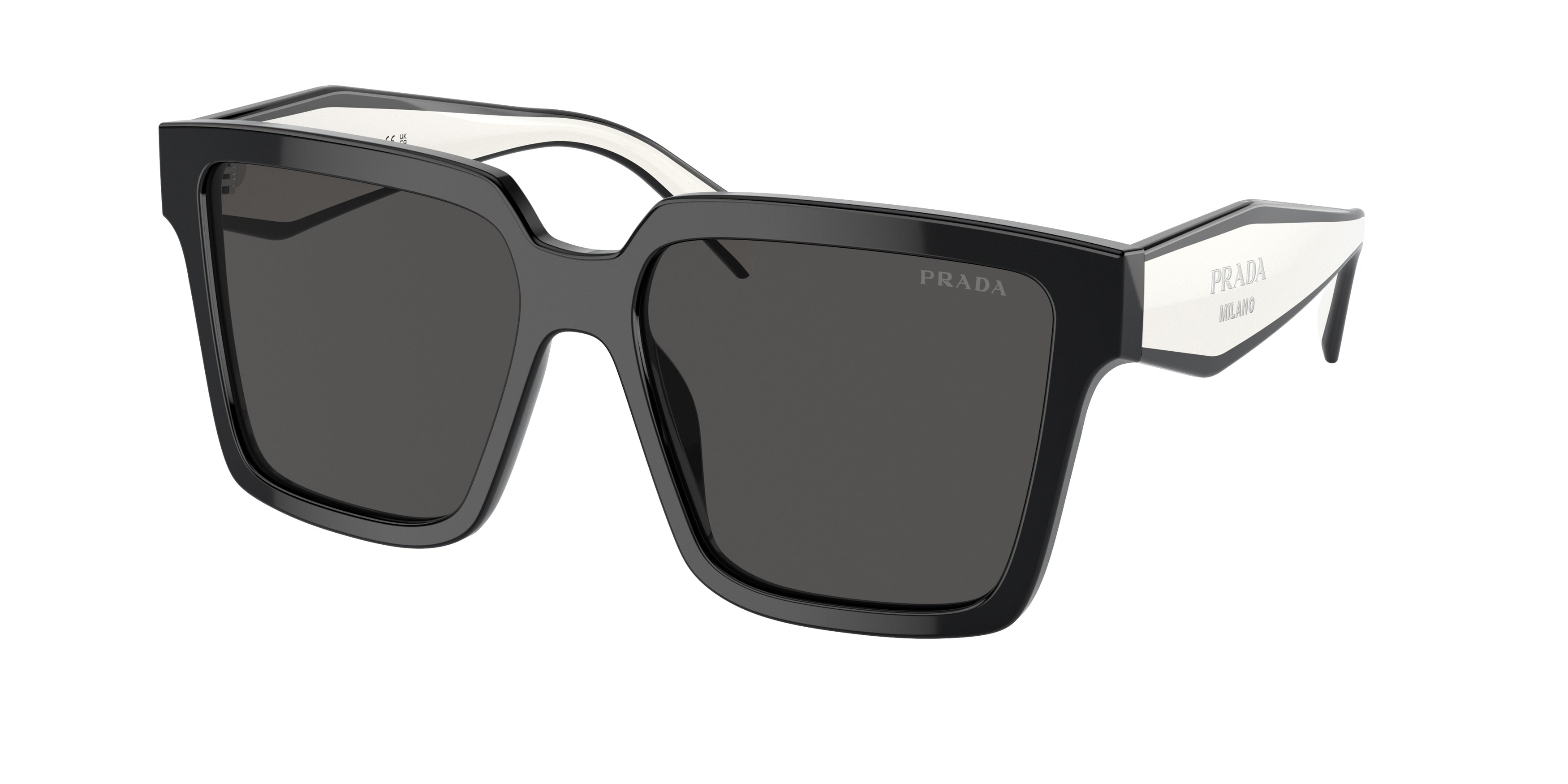 Prada PR24ZSF Square Sunglasses  1AB5S0-Black 57-140-14 - Color Map Black