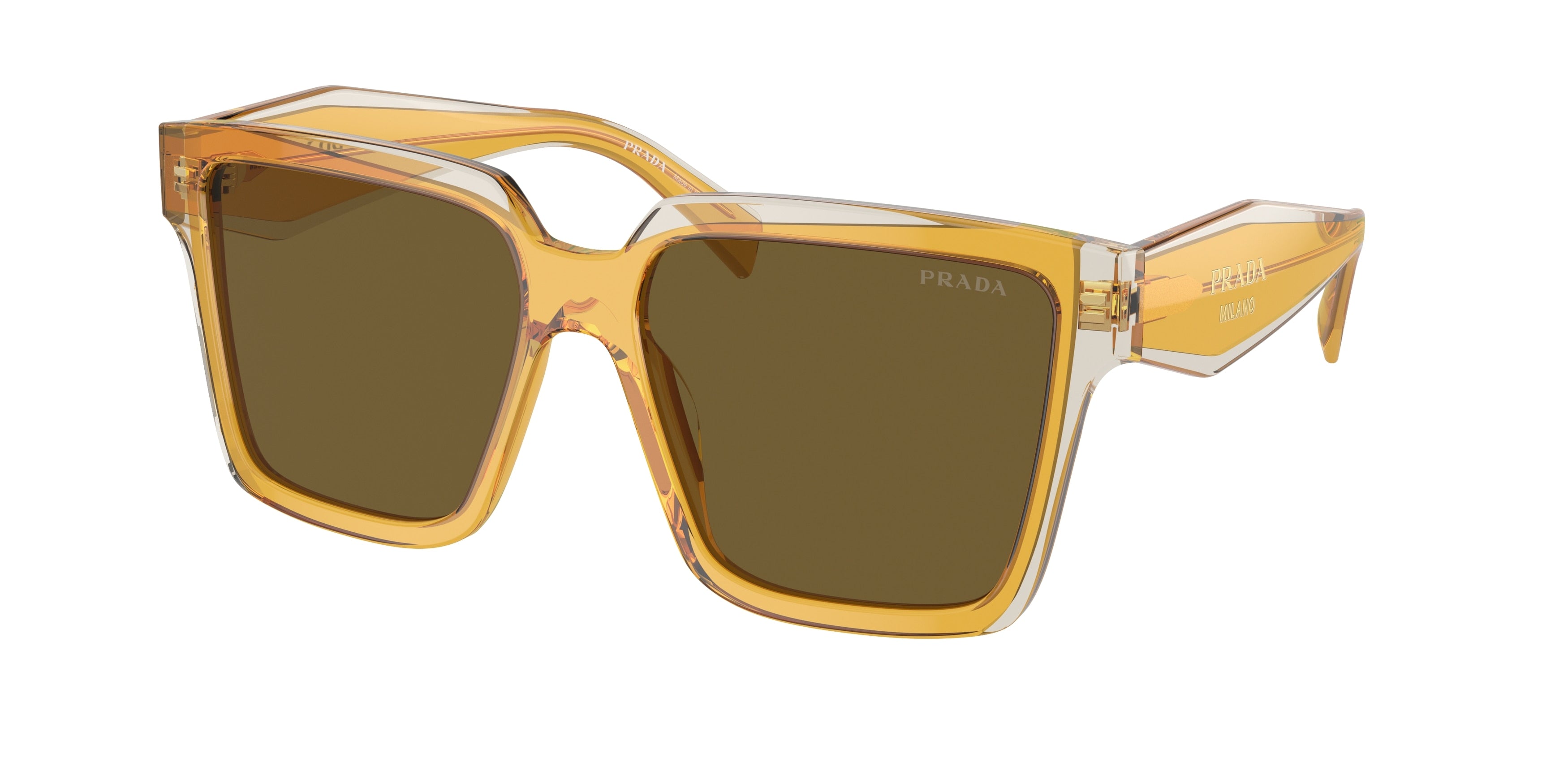 Prada PR24ZS Square Sunglasses  14I01T-Ocher/Crystal Grey 56-140-16 - Color Map Yellow