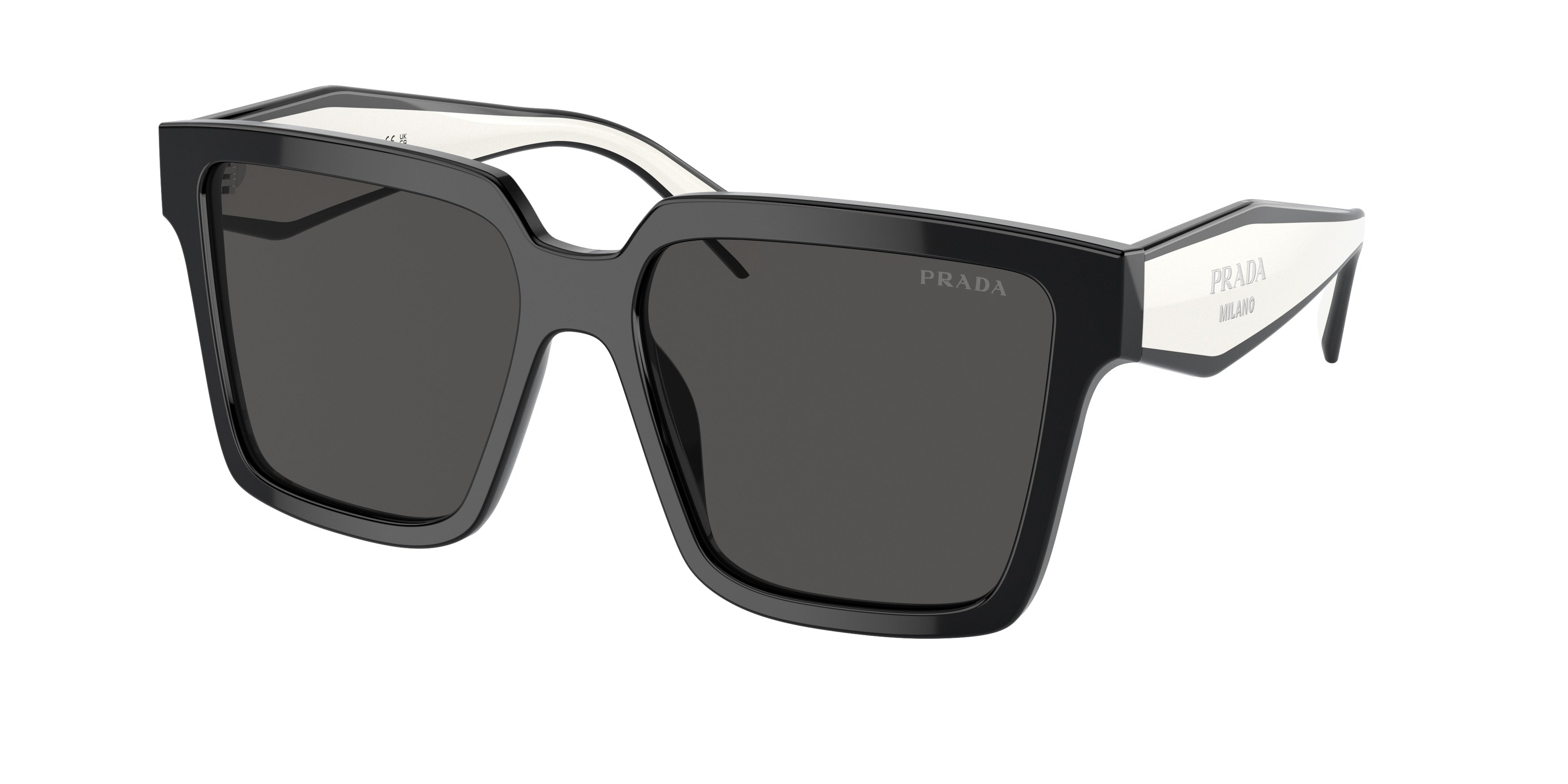 Prada PR24ZS Square Sunglasses  1AB5S0-Black 56-140-16 - Color Map Black