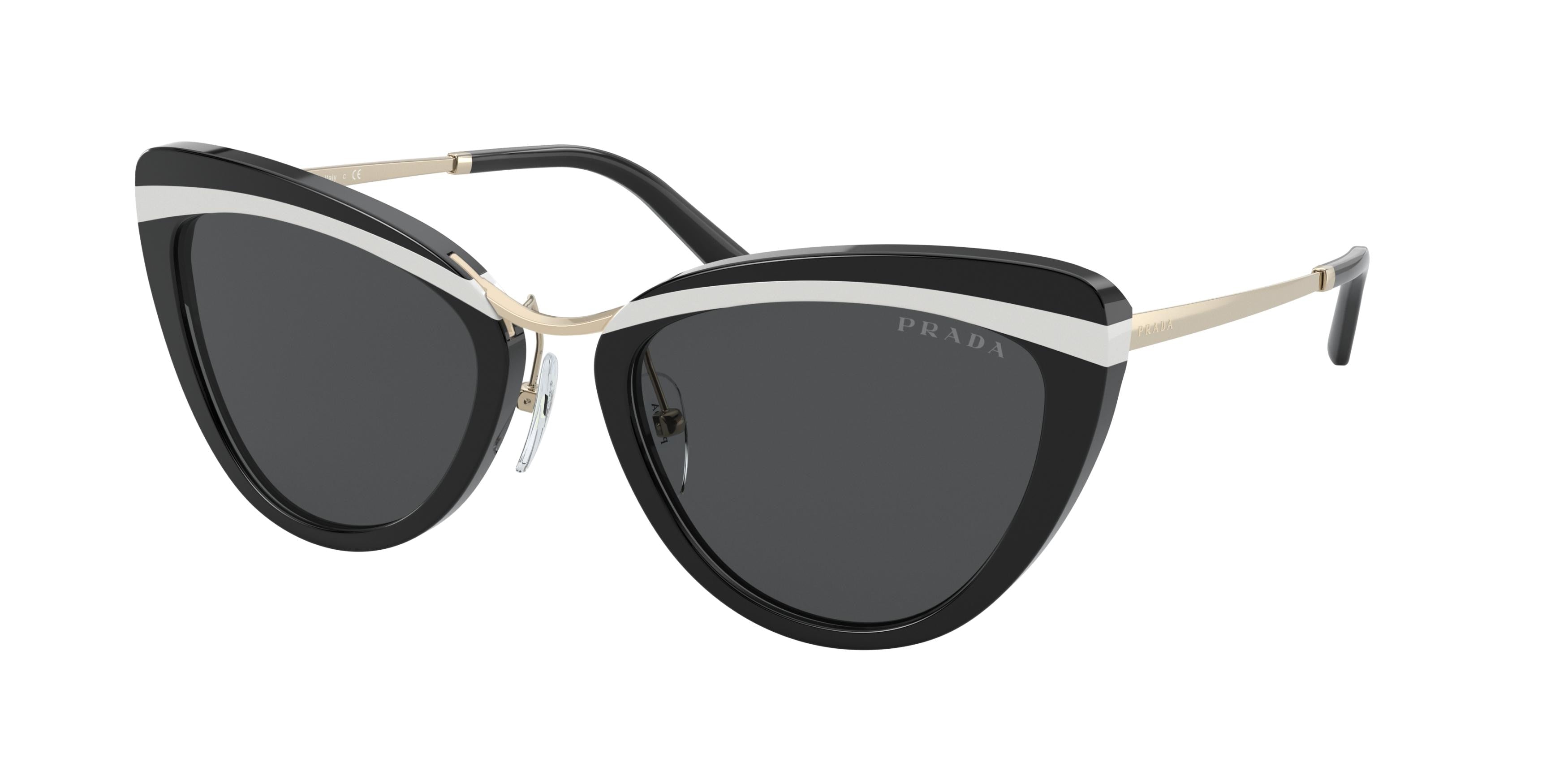 Prada PR25XS Round Sunglasses  YC45S0-Black/White/Black 55-145-21 - Color Map Black