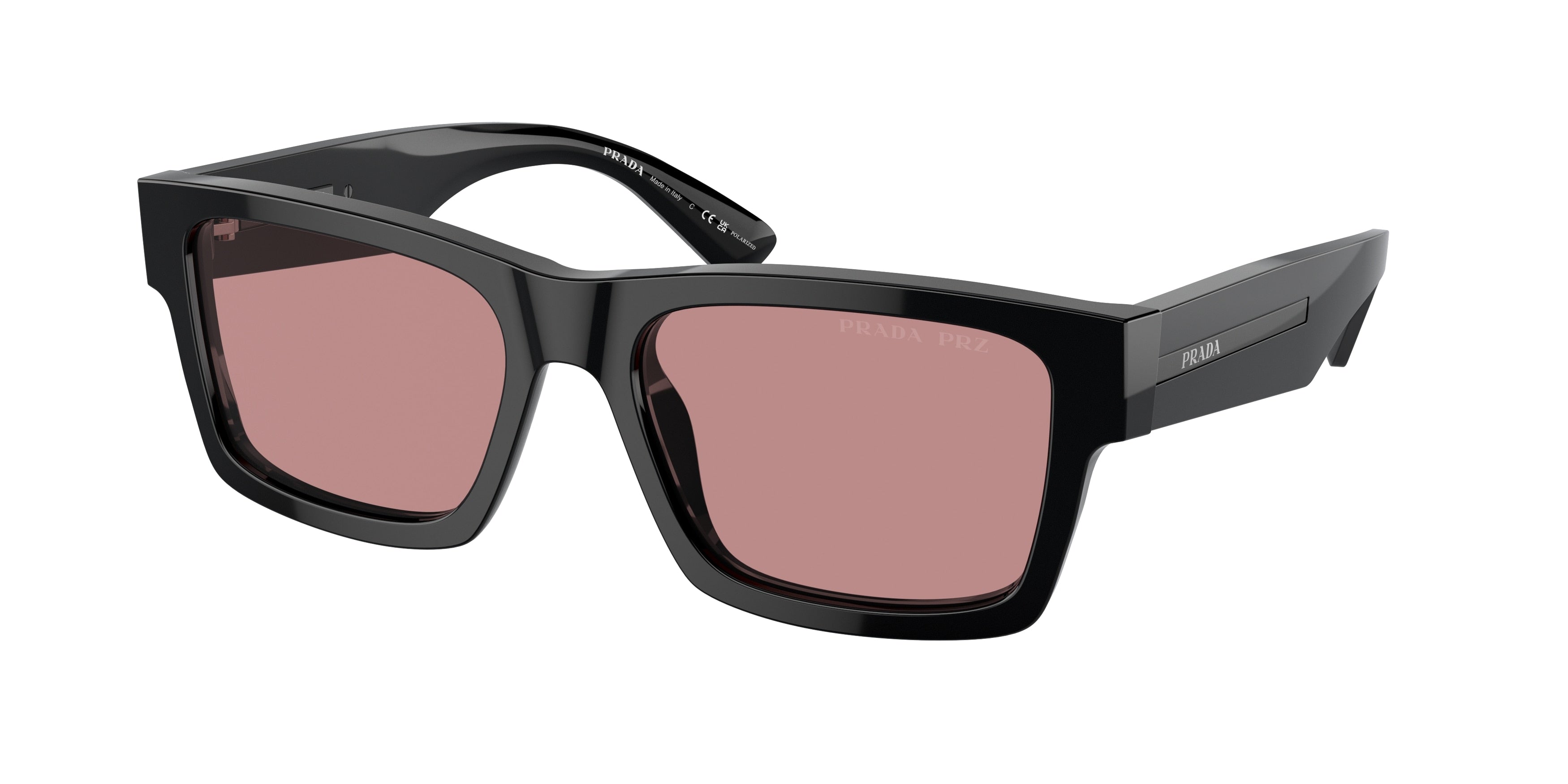 Prada PR25ZSF Rectangle Sunglasses  1AB05Z-Black 56-140-16 - Color Map Black