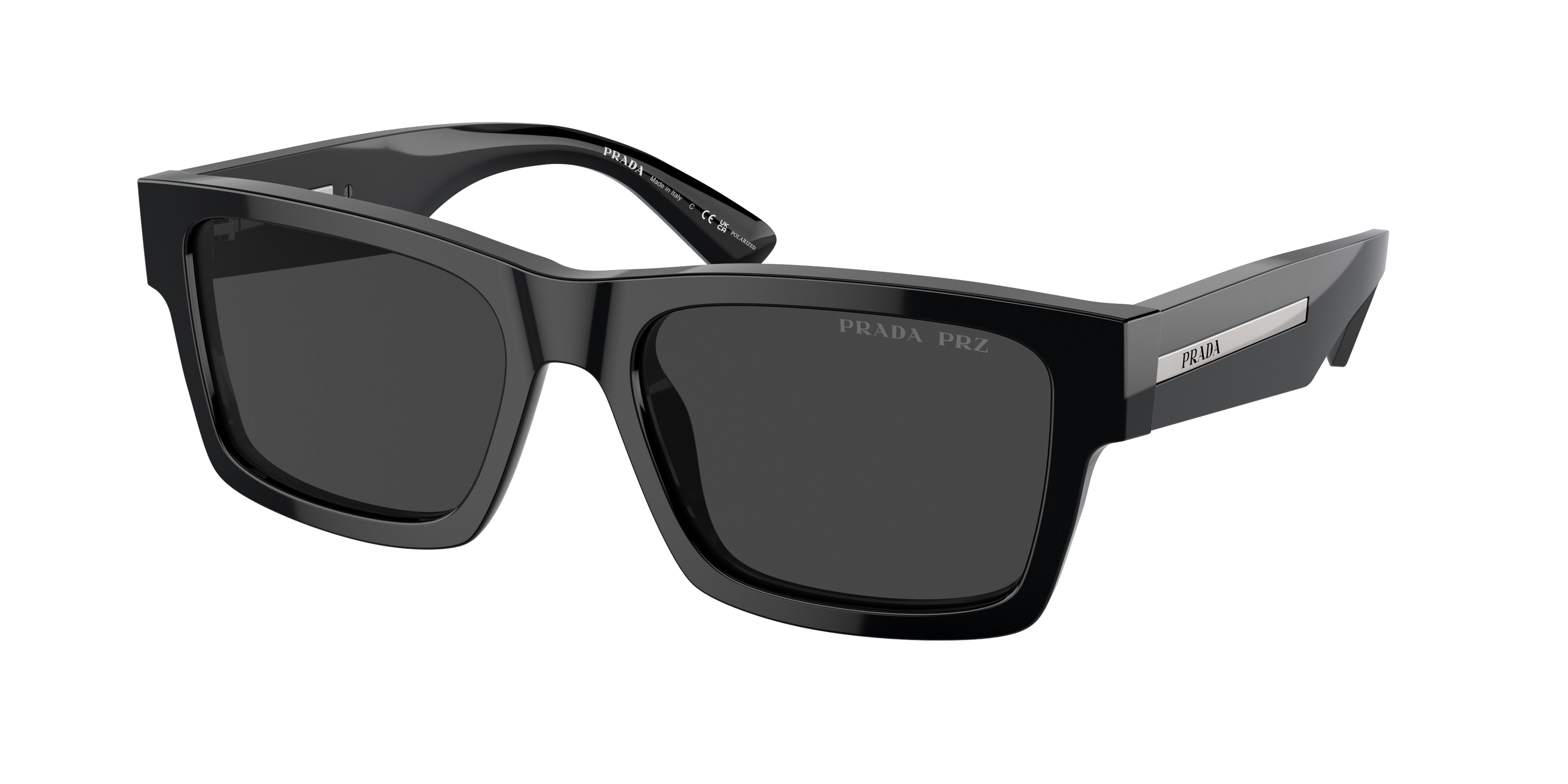 Prada PR25ZSF Rectangle Sunglasses  1AB08G-Black 56-140-16 - Color Map Black