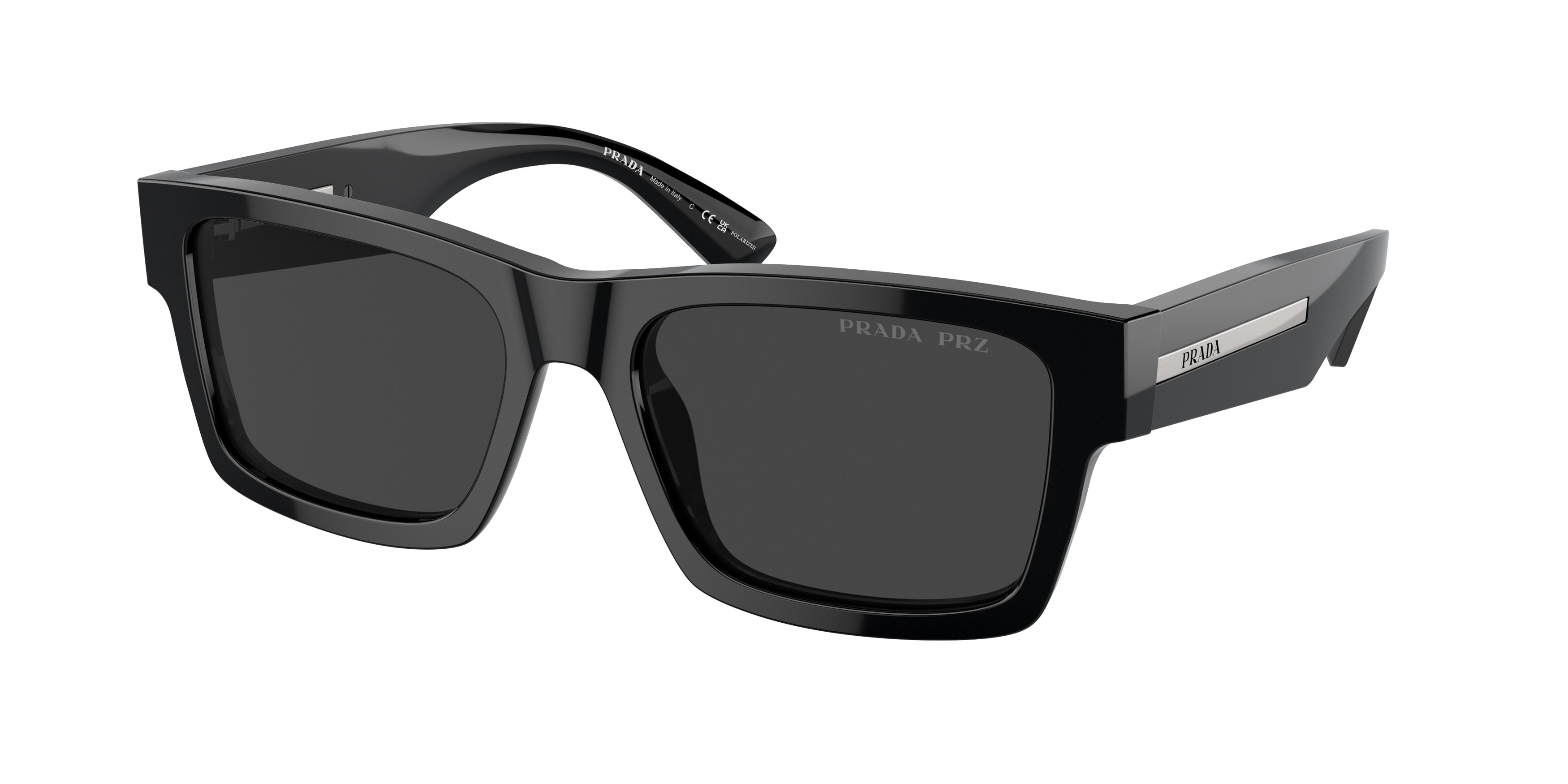 Prada PR25ZS Rectangle Sunglasses  1AB08G-Black 56-140-18 - Color Map Black