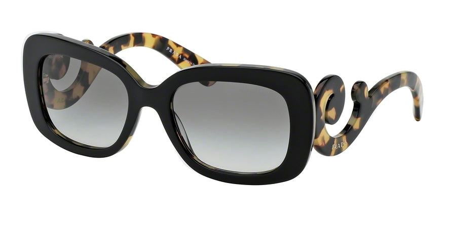Prada MINIMAL BAROQUE PR27OS Rectangle Sunglasses  NAI0A7-TOP BLACK/MEDIUM HAVANA 54-19-135 - Color Map black