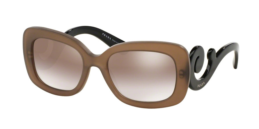 Prada PR27OS Rectangle Sunglasses  UBU4O0-DARK BROWN MAT TRASP 54-19-135 - Color Map brown