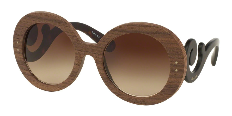 Prada BAROQUE PR27RS Round Sunglasses  IAM6S1-NUT CANALETTO 55-22-135 - Color Map light brown