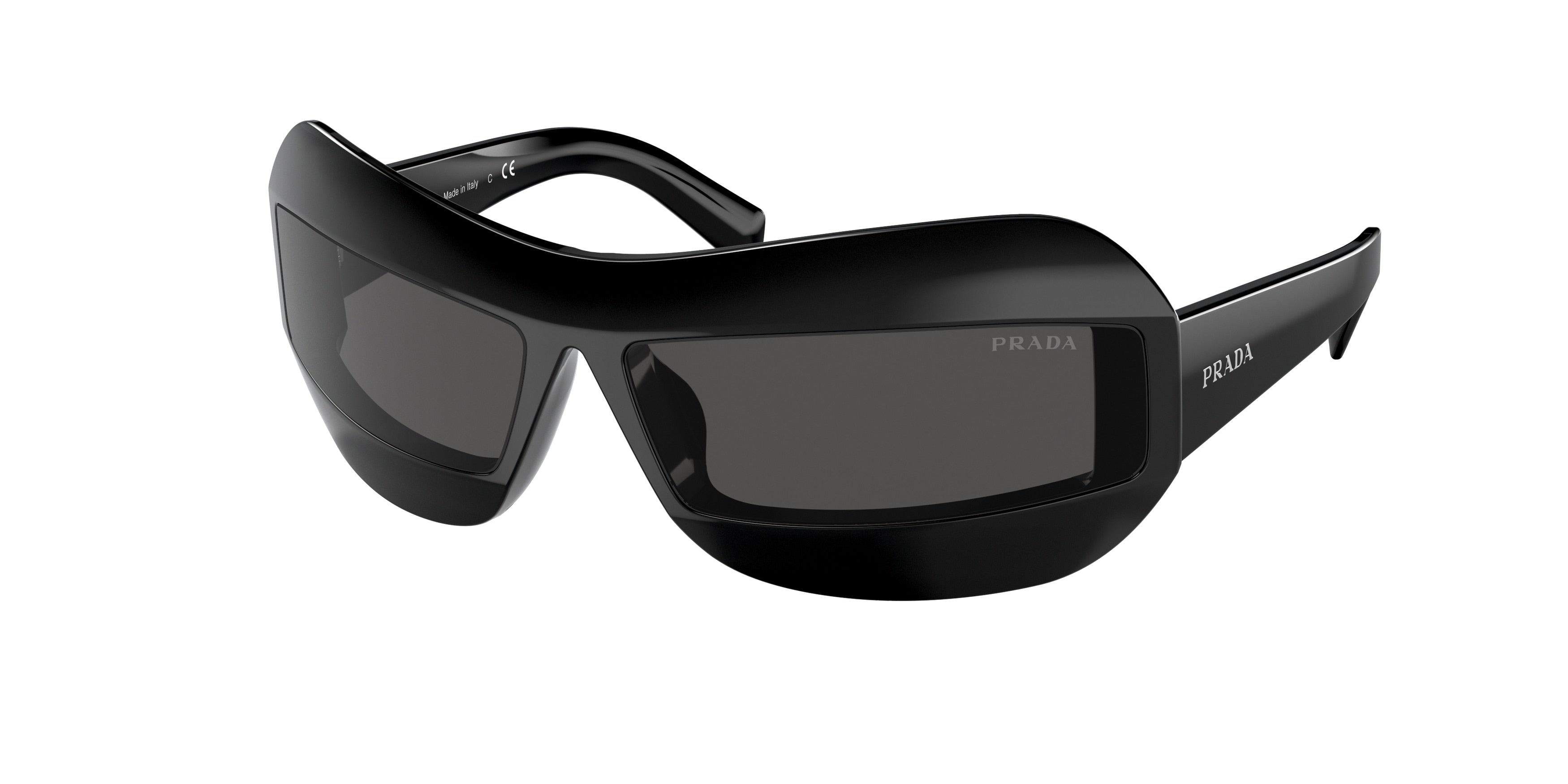 Prada PR30YS Irregular Sunglasses  1AB5S0-Black 68-120-13 - Color Map Black