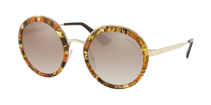 Prada CATWALK PR50TS Round Sunglasses  KJN4P0-STRIPED BROWN/ORANGE 54-23-140 - Color Map brown
