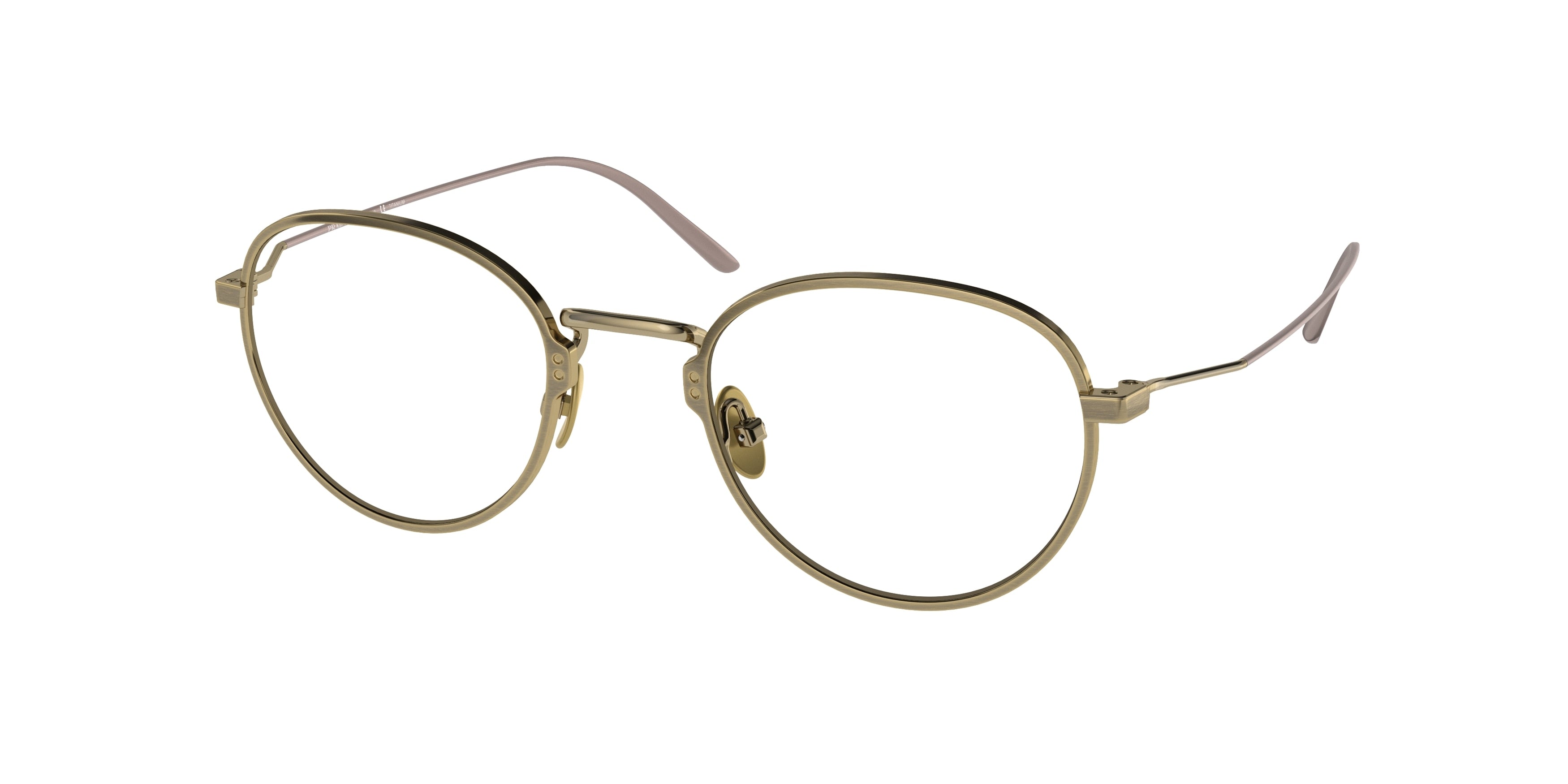 Prada PR50YV Oval Eyeglasses  06Q1O1-Satin Pale Gold 50-145-22 - Color Map Gold