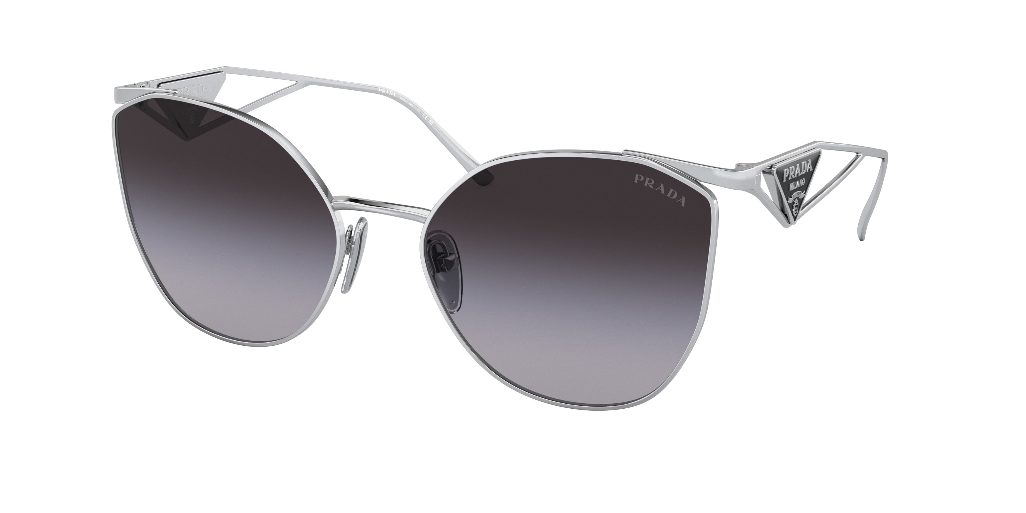 Prada PR50ZS Irregular Sunglasses  1BC09S-Silver 58-140-19 - Color Map Silver