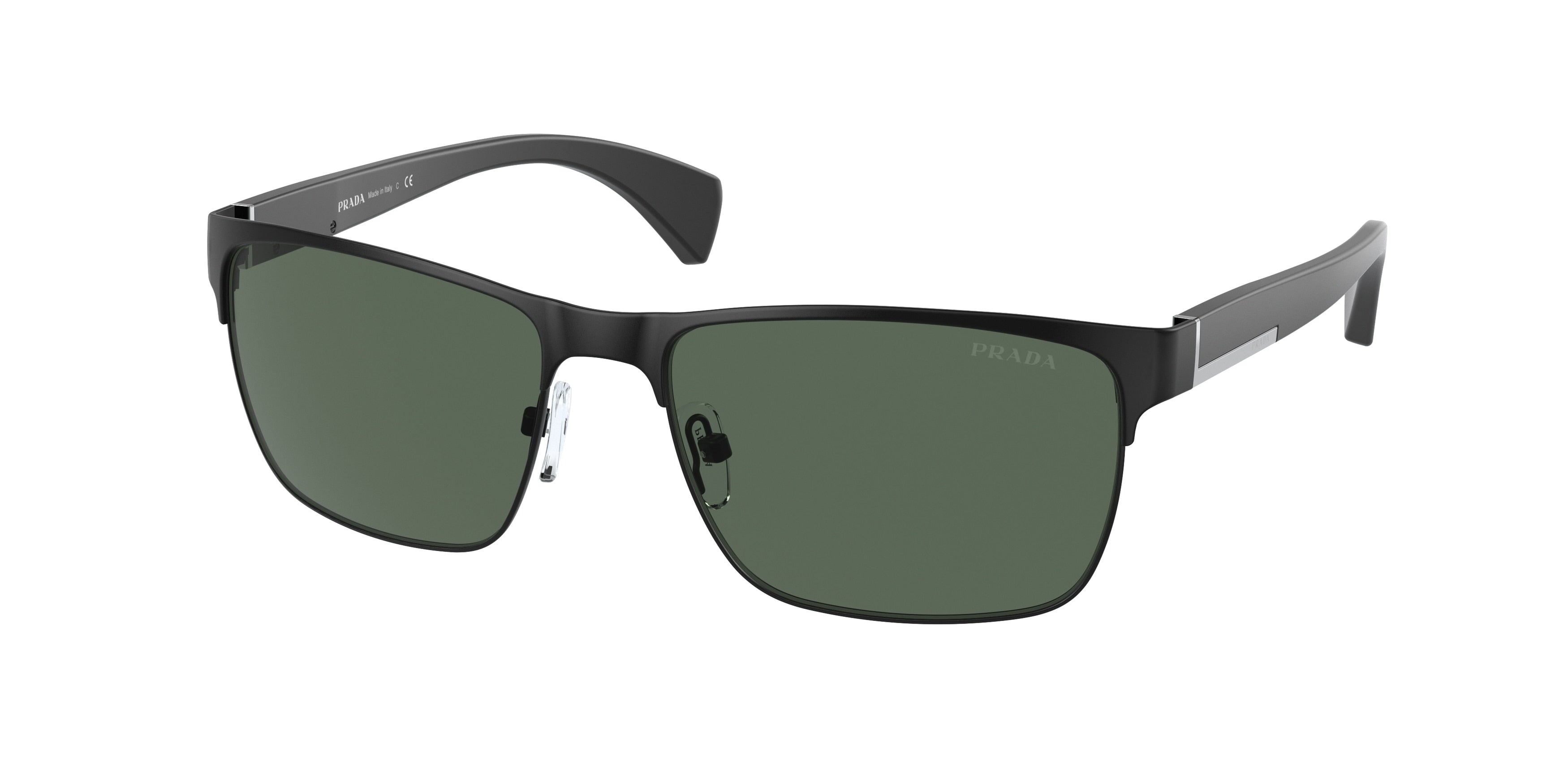 Prada CONCEPTUAL PR51OS Rectangle Sunglasses  1BO3O1-Matte Black 57-140-17 - Color Map Black