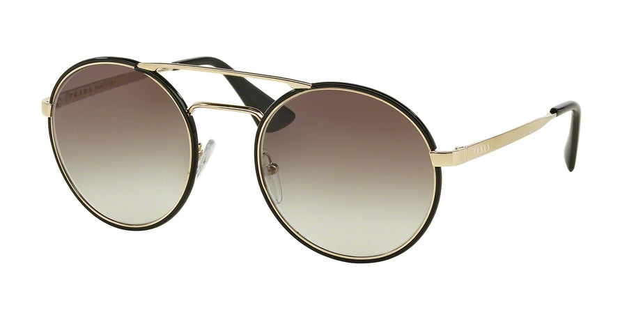 Prada CATWALK PR51SS Round Sunglasses  1AB0A7-BLACK/PALE GOLD 54-22-135 - Color Map black