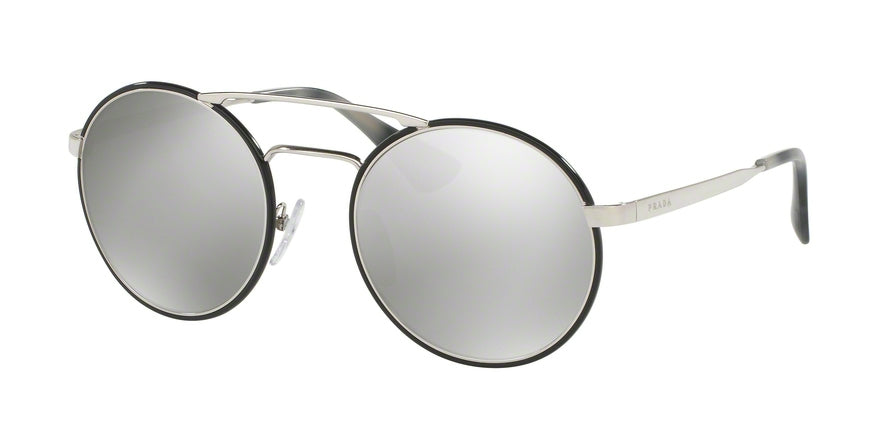 Prada CATWALK PR51SS Round Sunglasses  1AB2B0-SILVER/BLACK 54-22-135 - Color Map black