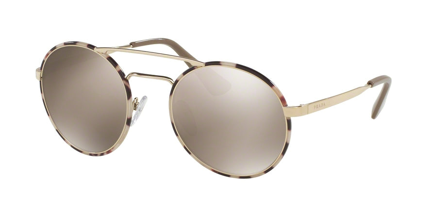 Prada CATWALK PR51SS Round Sunglasses  UAO1C0-PALE GOLD/TORTOISE 54-22-135 - Color Map white