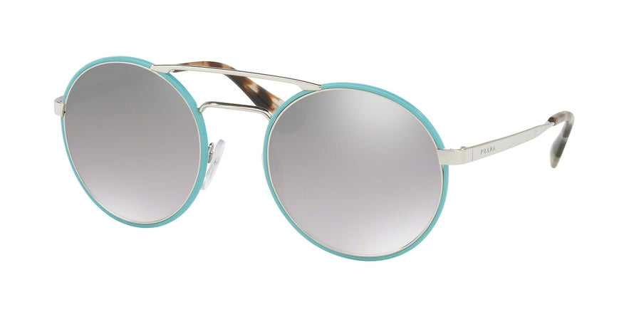 Prada CATWALK PR51SS Round Sunglasses  VHT1A0-SILVER/AZURE 54-22-135 - Color Map light blue