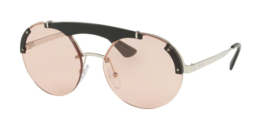 Prada PR52US Round Sunglasses  1AB4Q0-SILVER/BLACK 37-137-140 - Color Map black