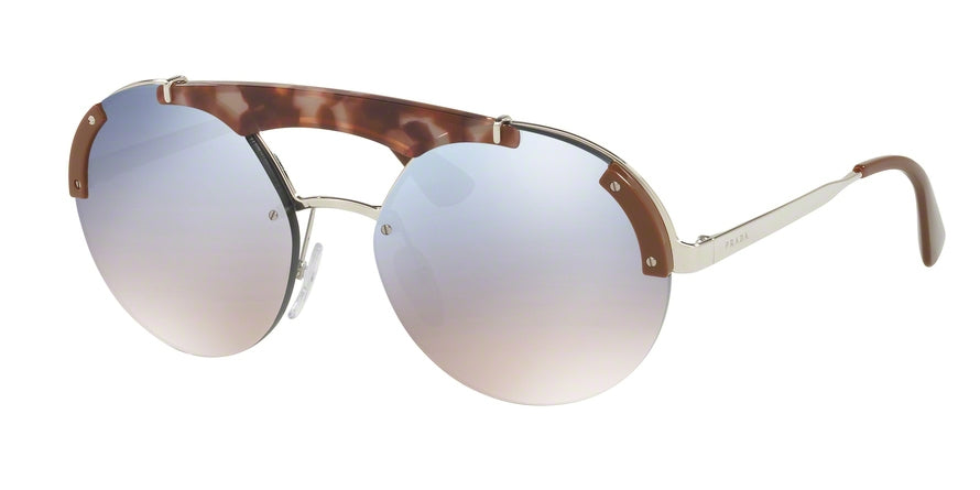 Prada PR52US Round Sunglasses  C135R0-SILVER/PINK HAVANA/BROWN 37-137-140 - Color Map pink