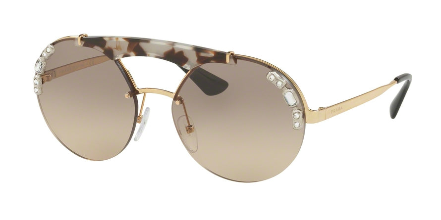 Prada PR52US Round Sunglasses  C3O3D0-GOLD/OPAL SPOTTED BROWN 37-137-140 - Color Map gold