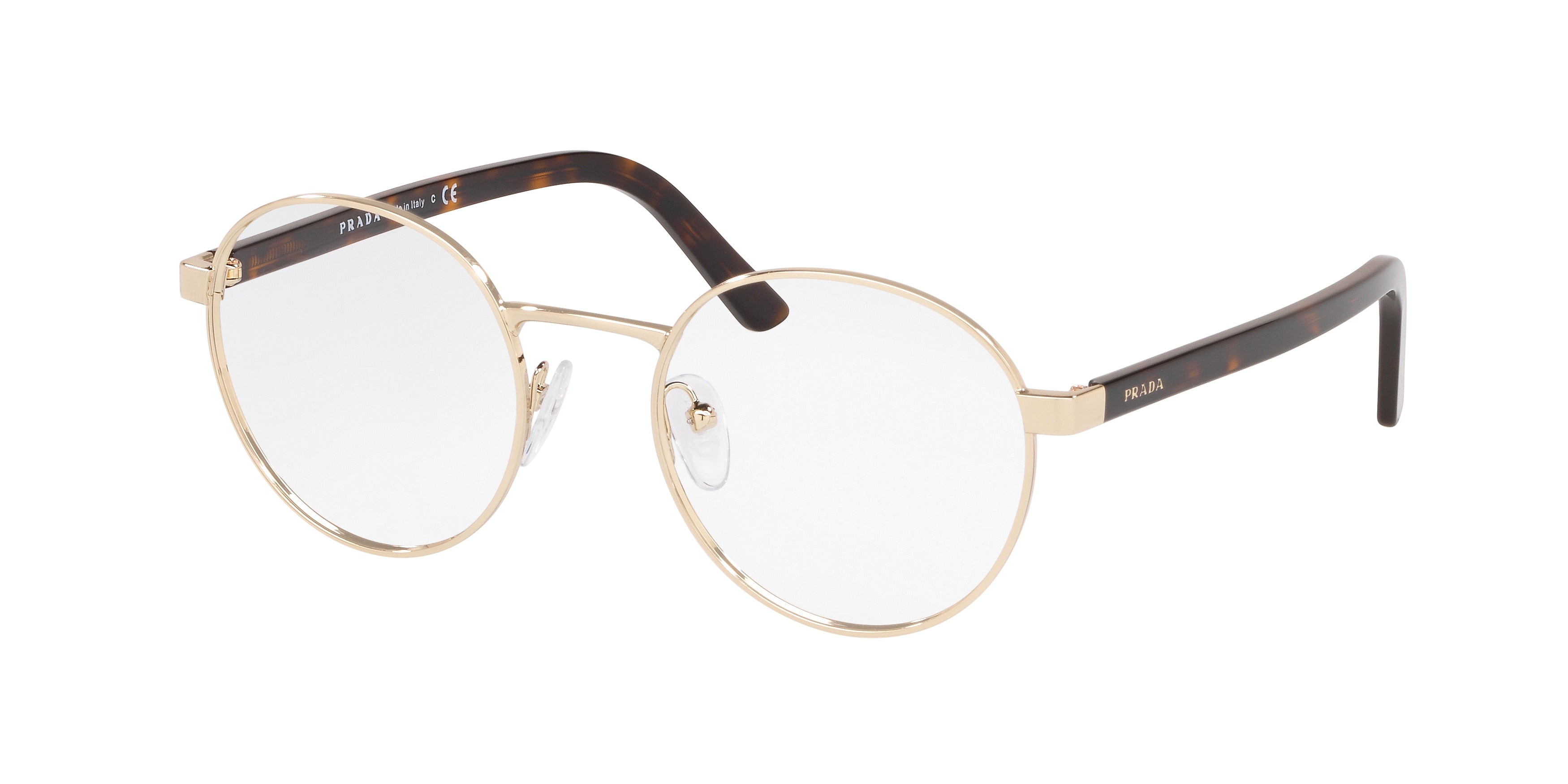 Prada HERITAGE PR52XV Round Eyeglasses  ZVN1O1-Pale Gold 48-140-19 - Color Map Gold