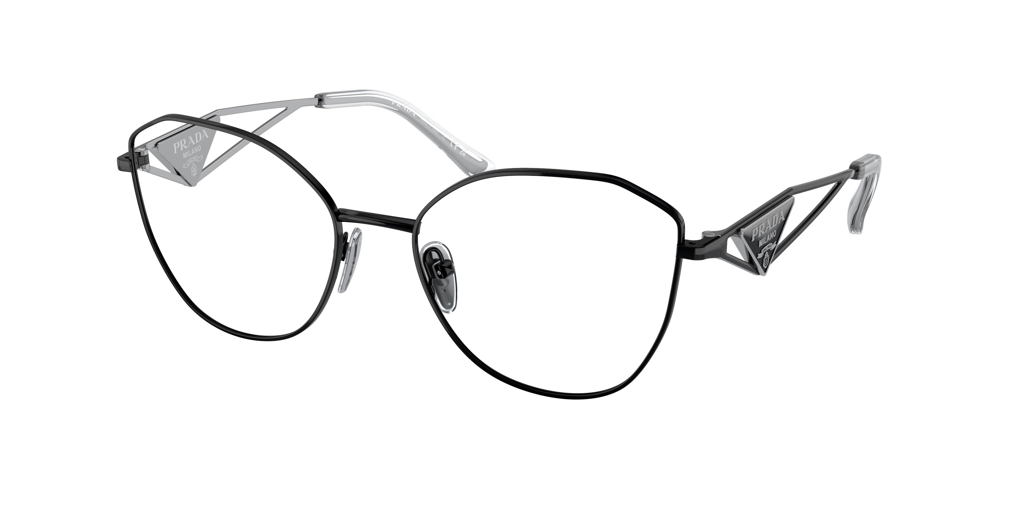 Prada PR52ZV Irregular Eyeglasses  1AB1O1-Black 55-145-18 - Color Map Black