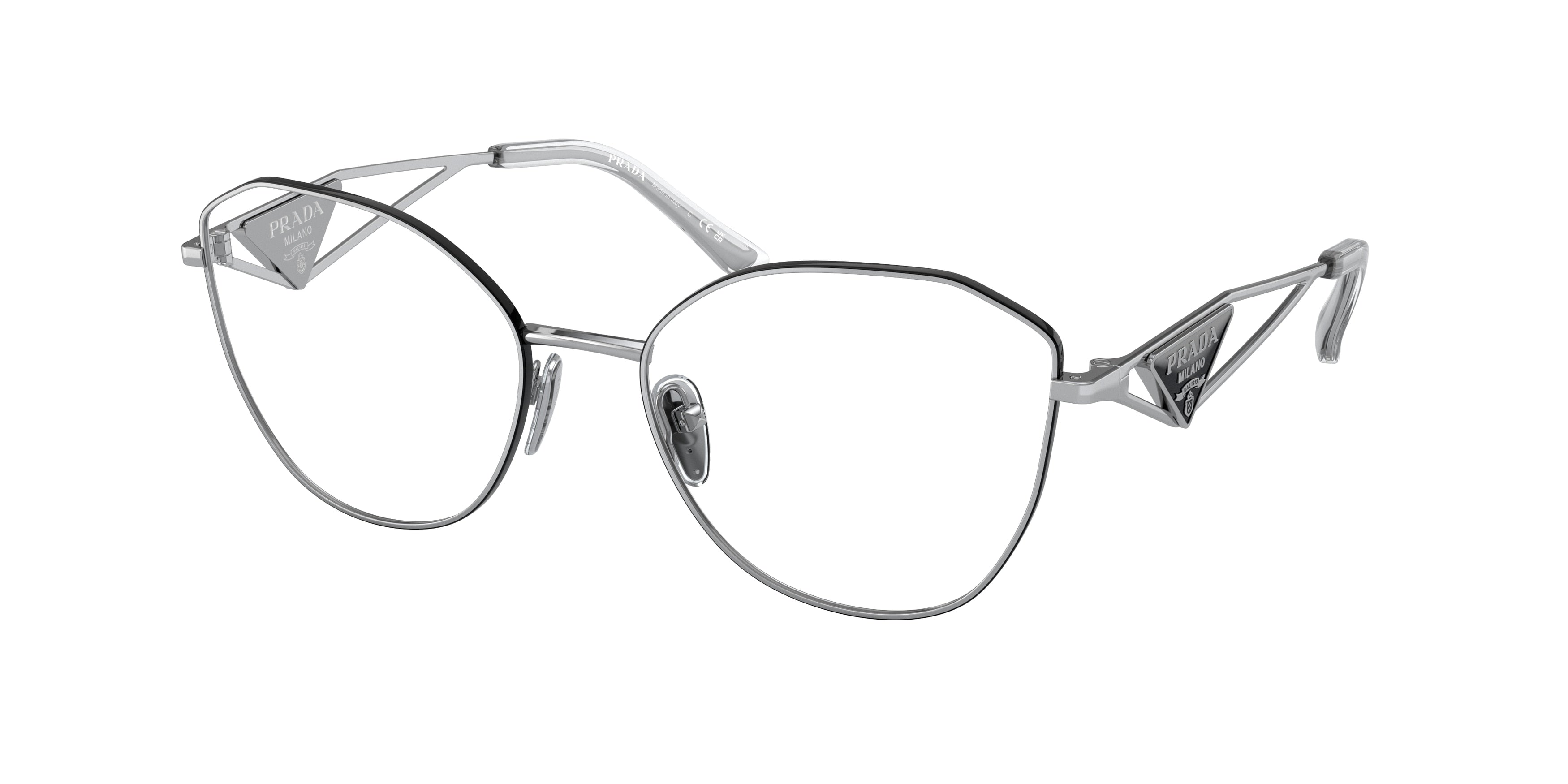 Prada PR52ZV Irregular Eyeglasses  1BC1O1-Silver 55-145-18 - Color Map Silver