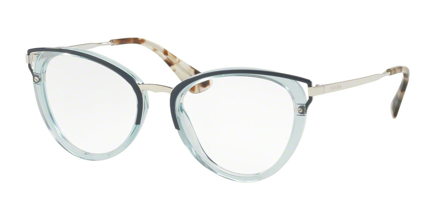 Prada CATWALK PR53UV Cat Eye Eyeglasses  VYS1O1-TRANSPARENT AZURE 50-19-145 - Color Map light blue