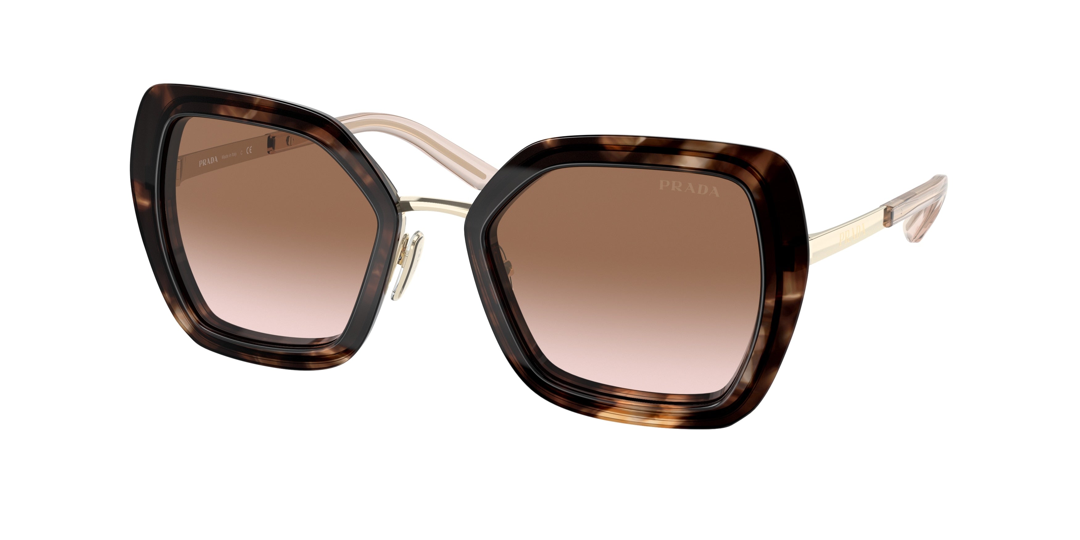 Prada PR53YS Pillow Sunglasses  04Y0A6-Caramel Tortoise 53-135-21 - Color Map Tortoise