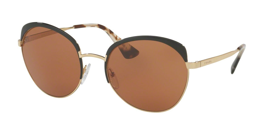 Prada PR54SS Round Sunglasses  LAX6N0-ANTIQUE GOLD/BLACK 59-20-140 - Color Map silver