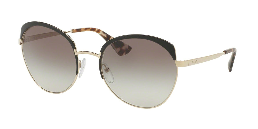 Prada PR54SS Round Sunglasses  QE30A7-BLACK/PALE GOLD 59-20-140 - Color Map black