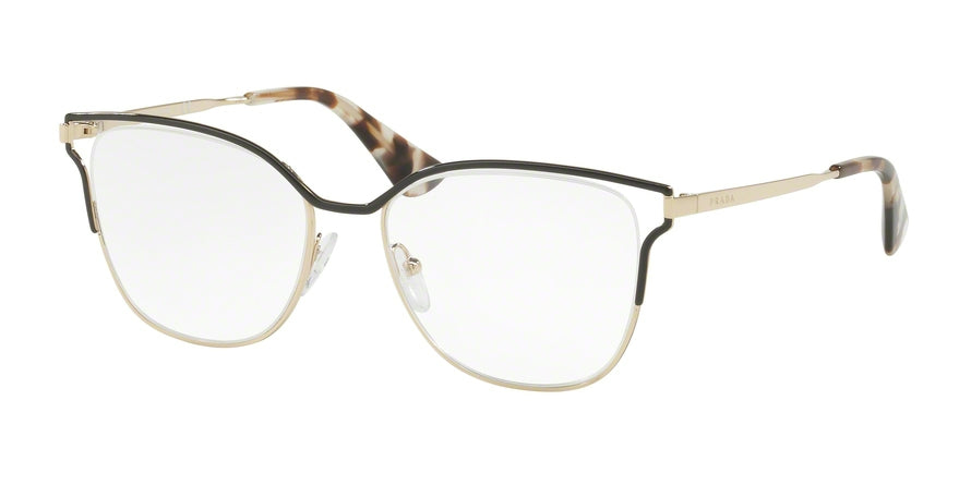 Prada CATWALK PR54UV Phantos Eyeglasses  QE31O1-BLACK/PALE GOLD 53-17-145 - Color Map black