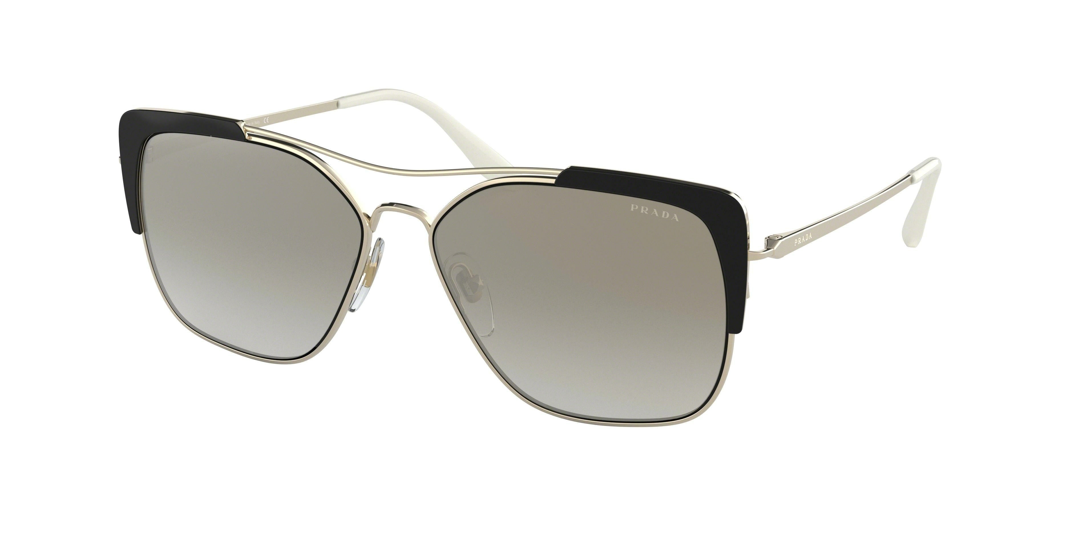 Prada CONCEPTUAL PR54VS Rectangle Sunglasses  AAV5O0-Pale Gold/Black 57-140-14 - Color Map Gold