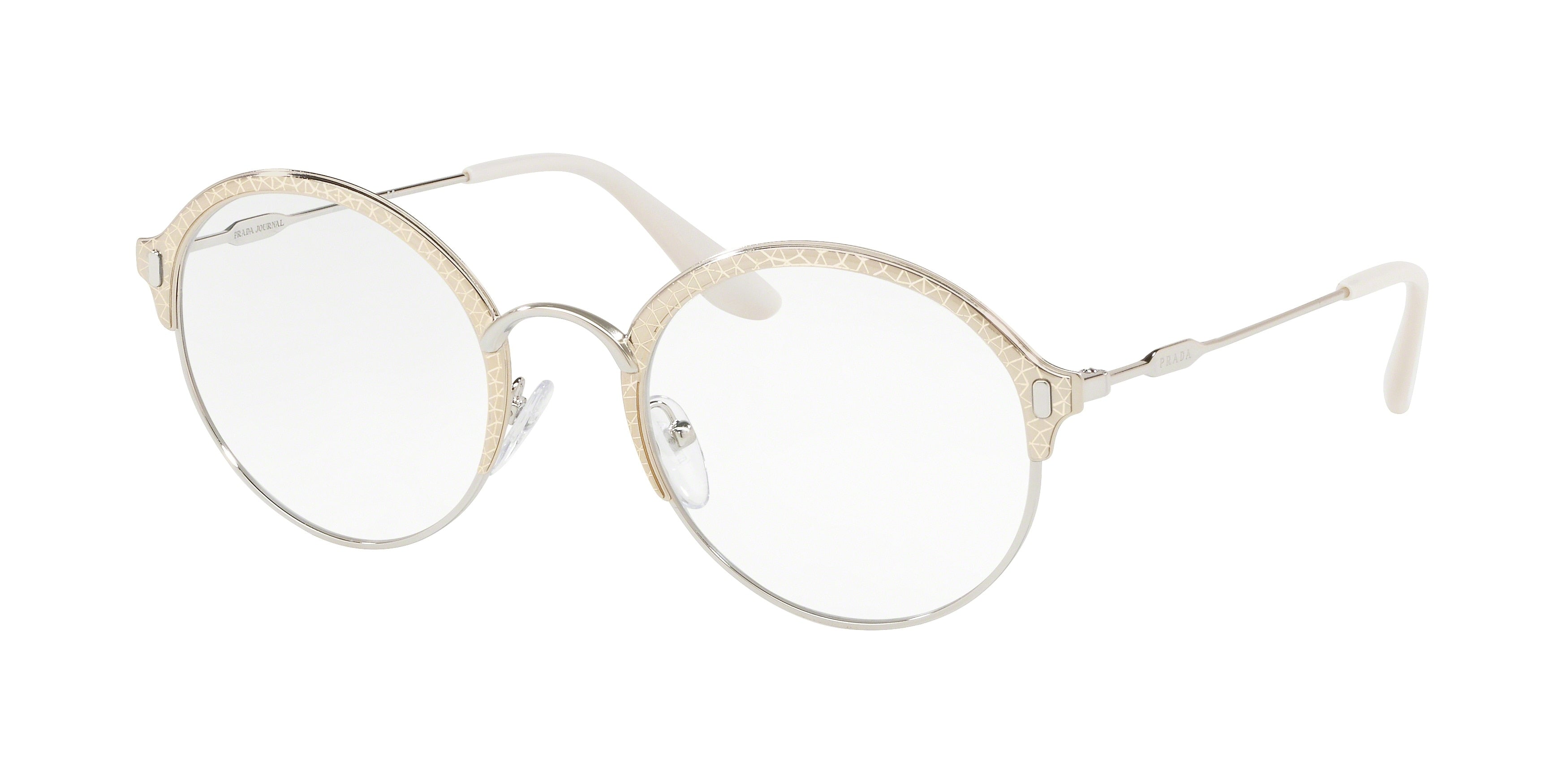 Prada CONCEPTUAL PR54VV Round Eyeglasses  2721O1-Silver/Pale Gold 51-140-21 - Color Map Silver