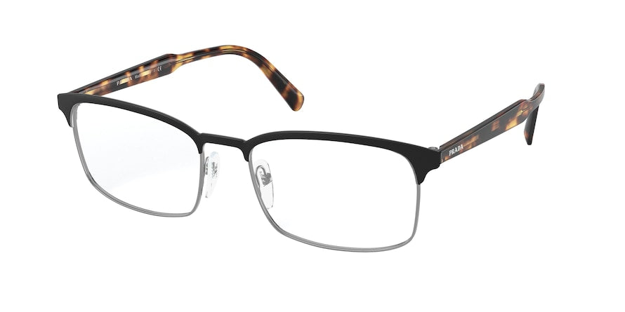 Prada PR54WV Rectangle Eyeglasses  02G1O1-MATTE BLACK/GUNMETAL 56-18-150 - Color Map black