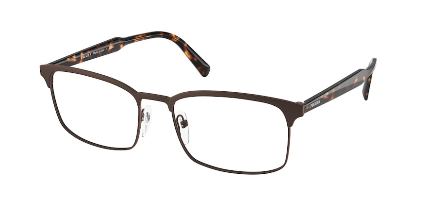 Prada PR54WV Rectangle Eyeglasses  GAP1O1-MATTE BURNISHED 56-18-150 - Color Map brown