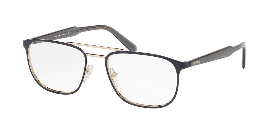 Prada CONCEPTUAL PR54XV Square Eyeglasses  VH81O1-TOP BLUE ON GOLD 54-18-145 - Color Map grey
