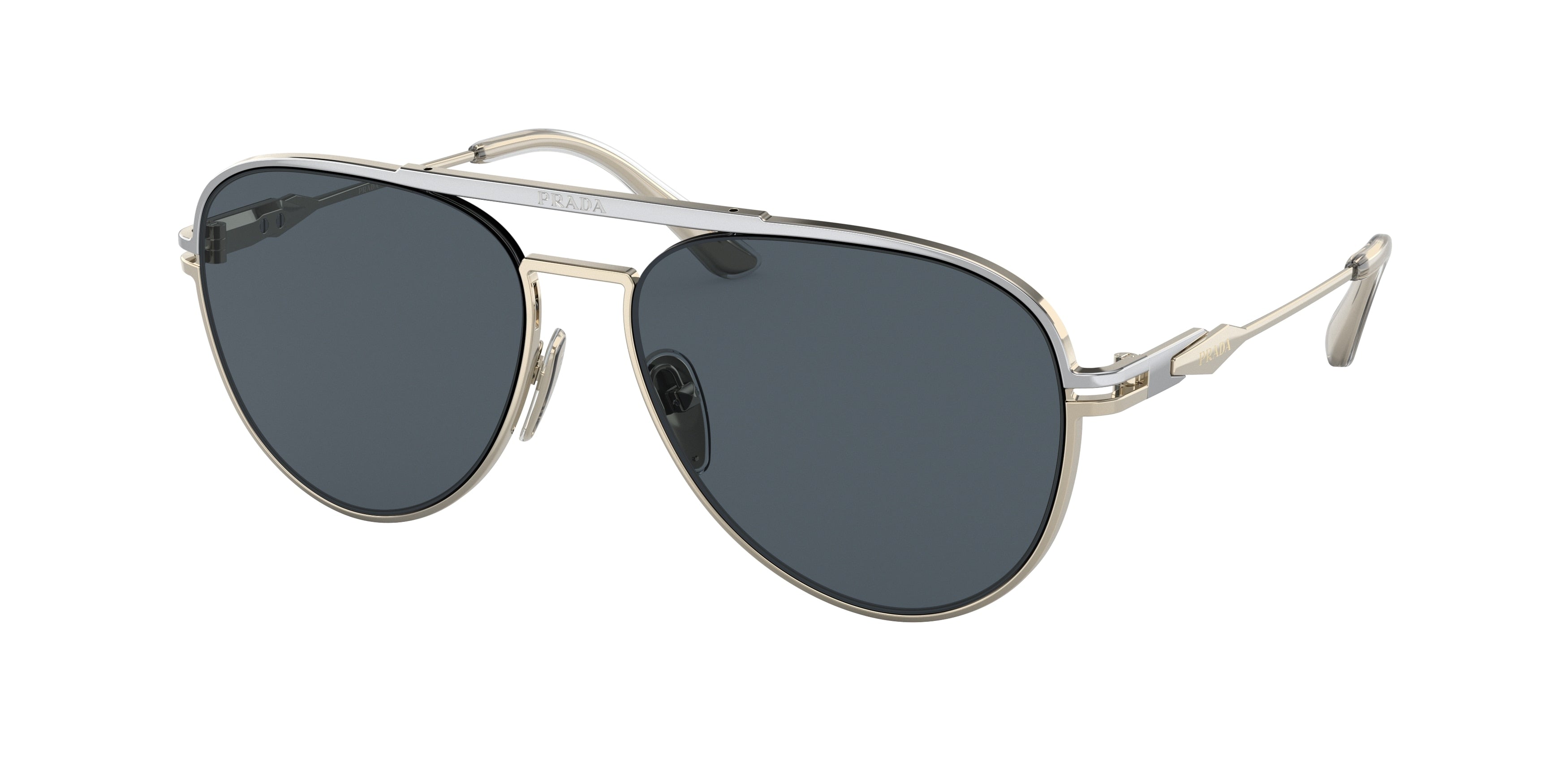 Prada PR54ZS Pilot Sunglasses  17F09T-Silver/Pale Gold 57-140-16 - Color Map Silver