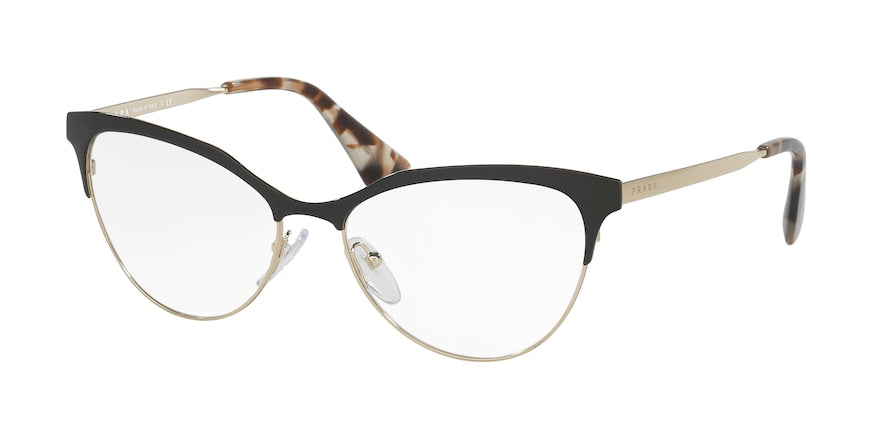 Prada CINEMA PR55SV Cat Eye Eyeglasses  QE31O1-BLACK/PALE GOLD 54-16-140 - Color Map black