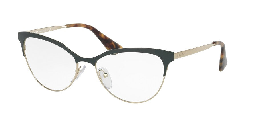 Prada CINEMA PR55SV Cat Eye Eyeglasses  UEZ1O1-GREEN/PALE GOLD 54-16-140 - Color Map green
