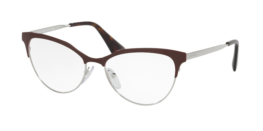Prada CINEMA PR55SV Cat Eye Eyeglasses  UF61O1-AMARANTH/SILVER 54-16-140 - Color Map bordeaux