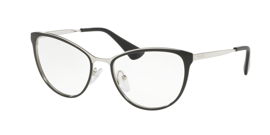 Prada CINEMA PR55TV Phantos Eyeglasses  1AB1O1-BLACK/SILVER 54-18-140 - Color Map black