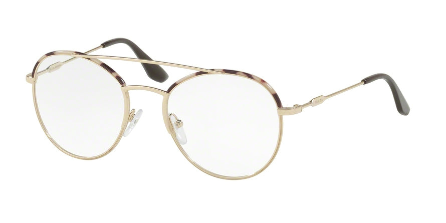Prada CONCEPTUAL PR55UV Phantos Eyeglasses  UAO1O1-SPOTTED OPAL BROWN/PALE GOLD 51-19-140 - Color Map brown