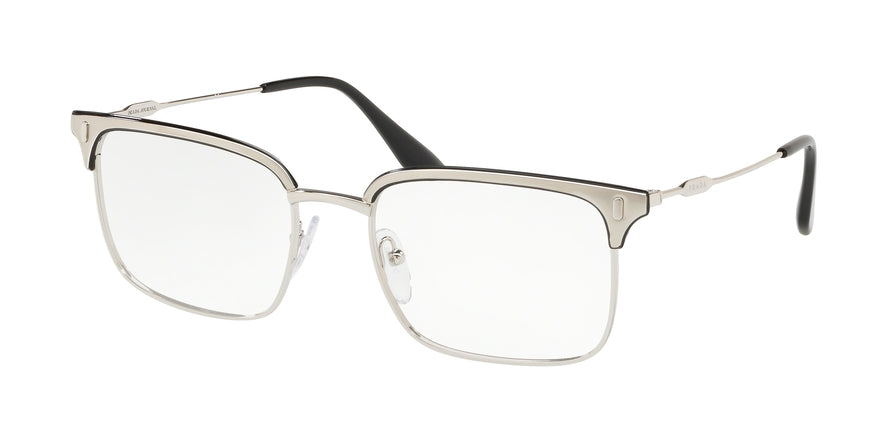 Prada CONCEPTUAL PR55VV Pillow Eyeglasses  2751O1-SILVER/MATTE SILVER 55-19-145 - Color Map silver