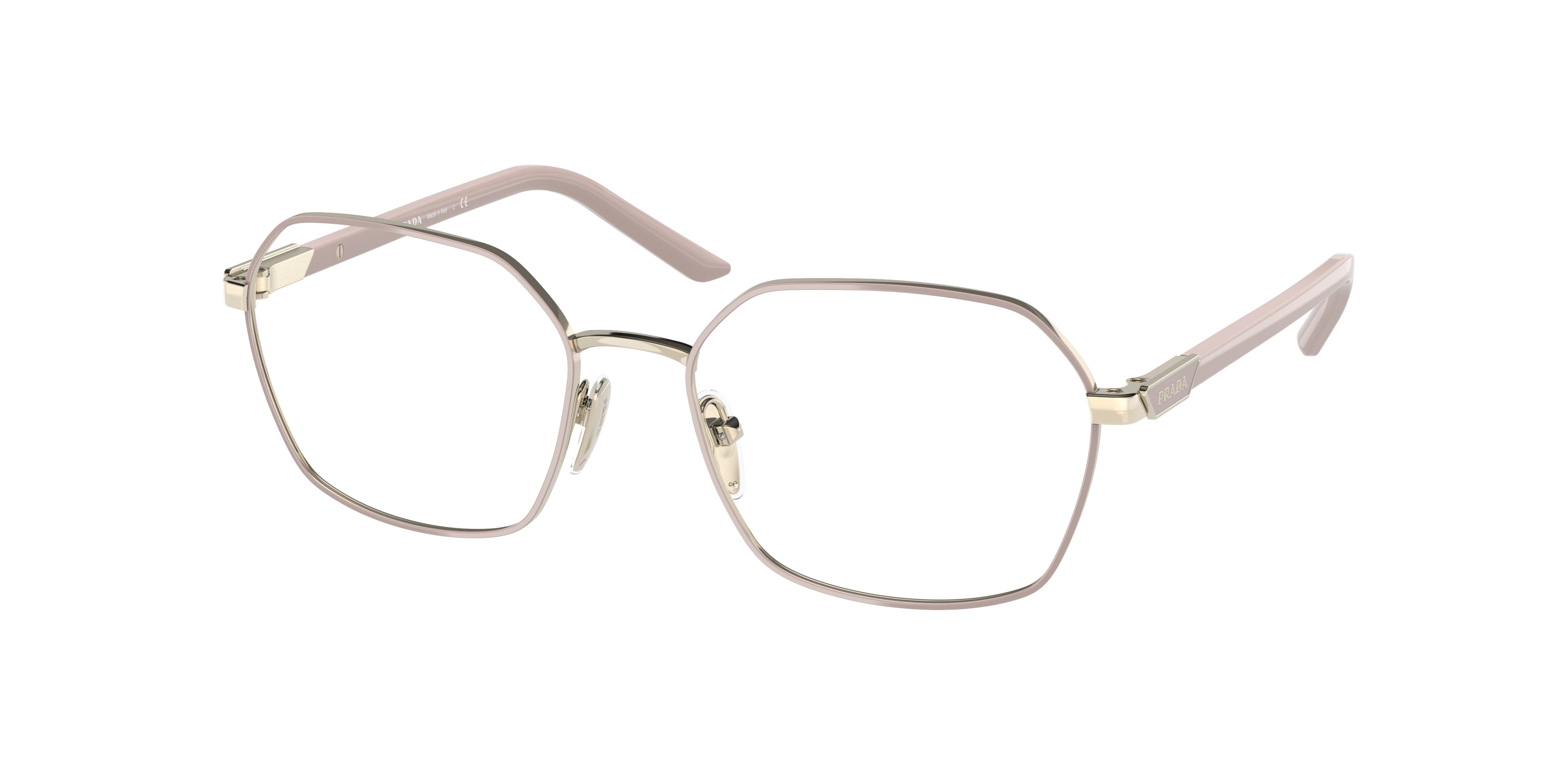 Prada PR55YV Square Eyeglasses  09Y1O1-Alabaster/Pale Gold 52-135-17 - Color Map Gold