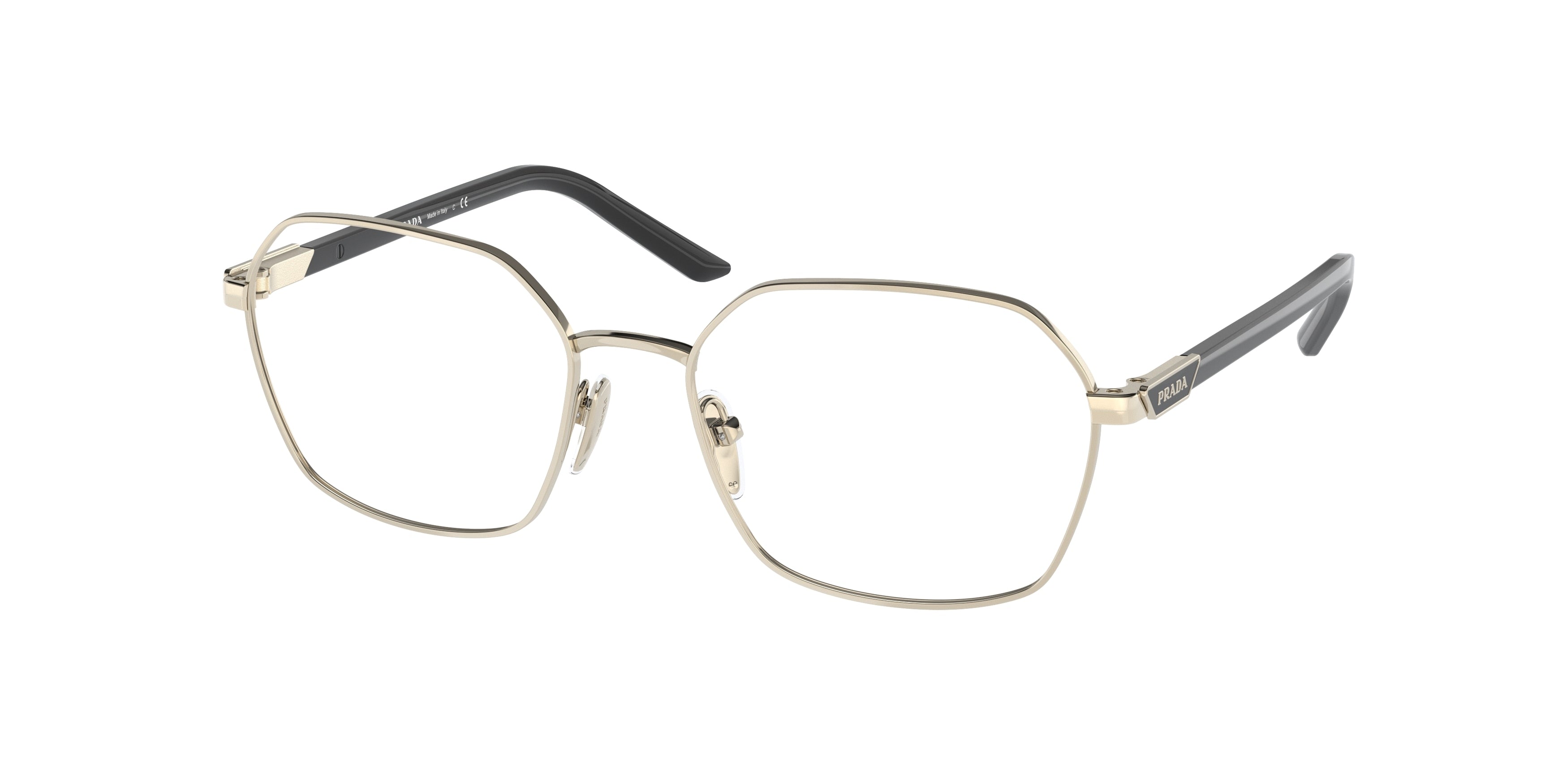 Prada PR55YV Square Eyeglasses  ZVN1O1-Pale Gold 52-135-17 - Color Map Gold