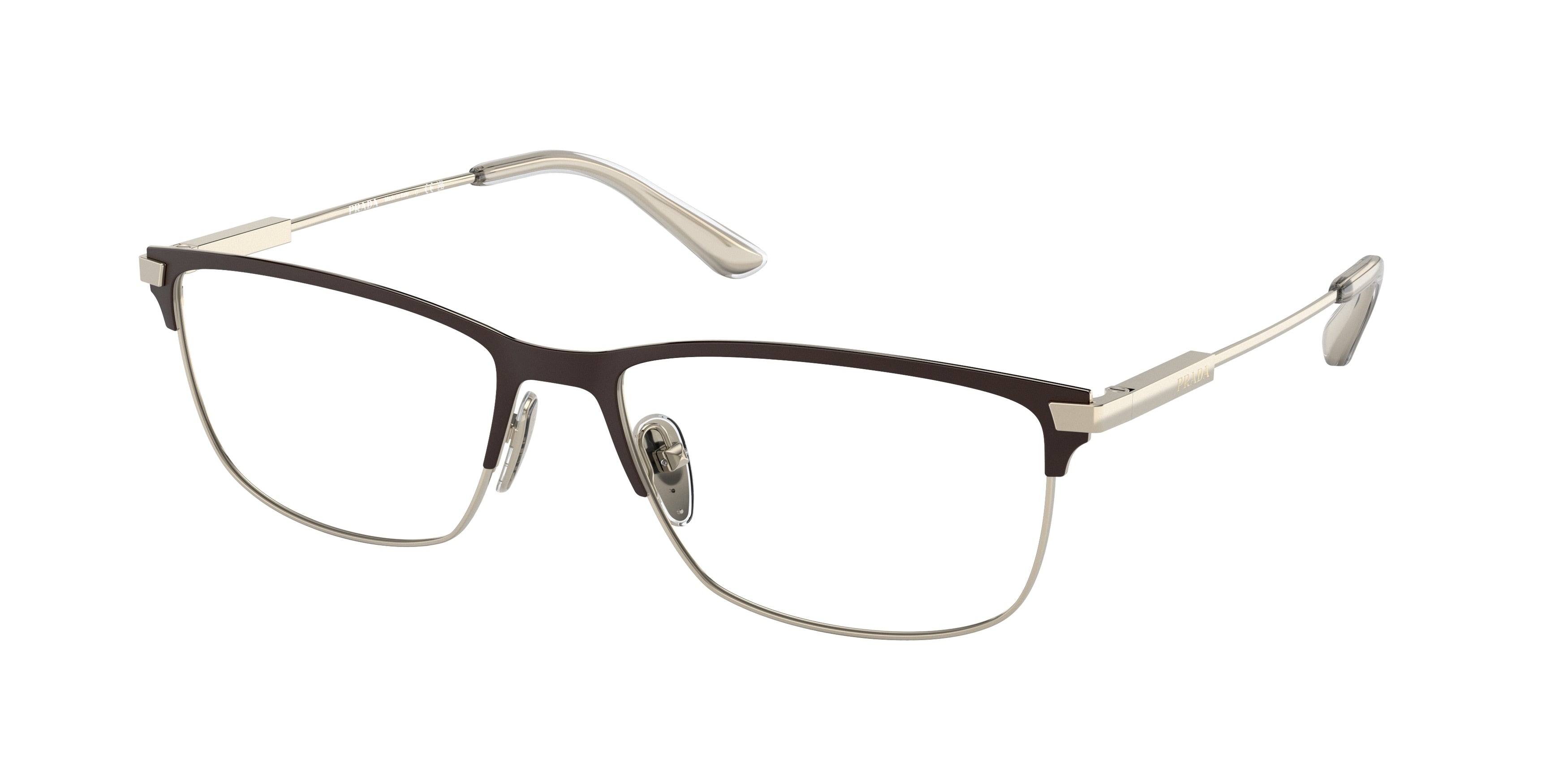 Prada PR55ZV Rectangle Eyeglasses  02Q1O1-Matte Burnished/Pale Gold 57-145-17 - Color Map Grey