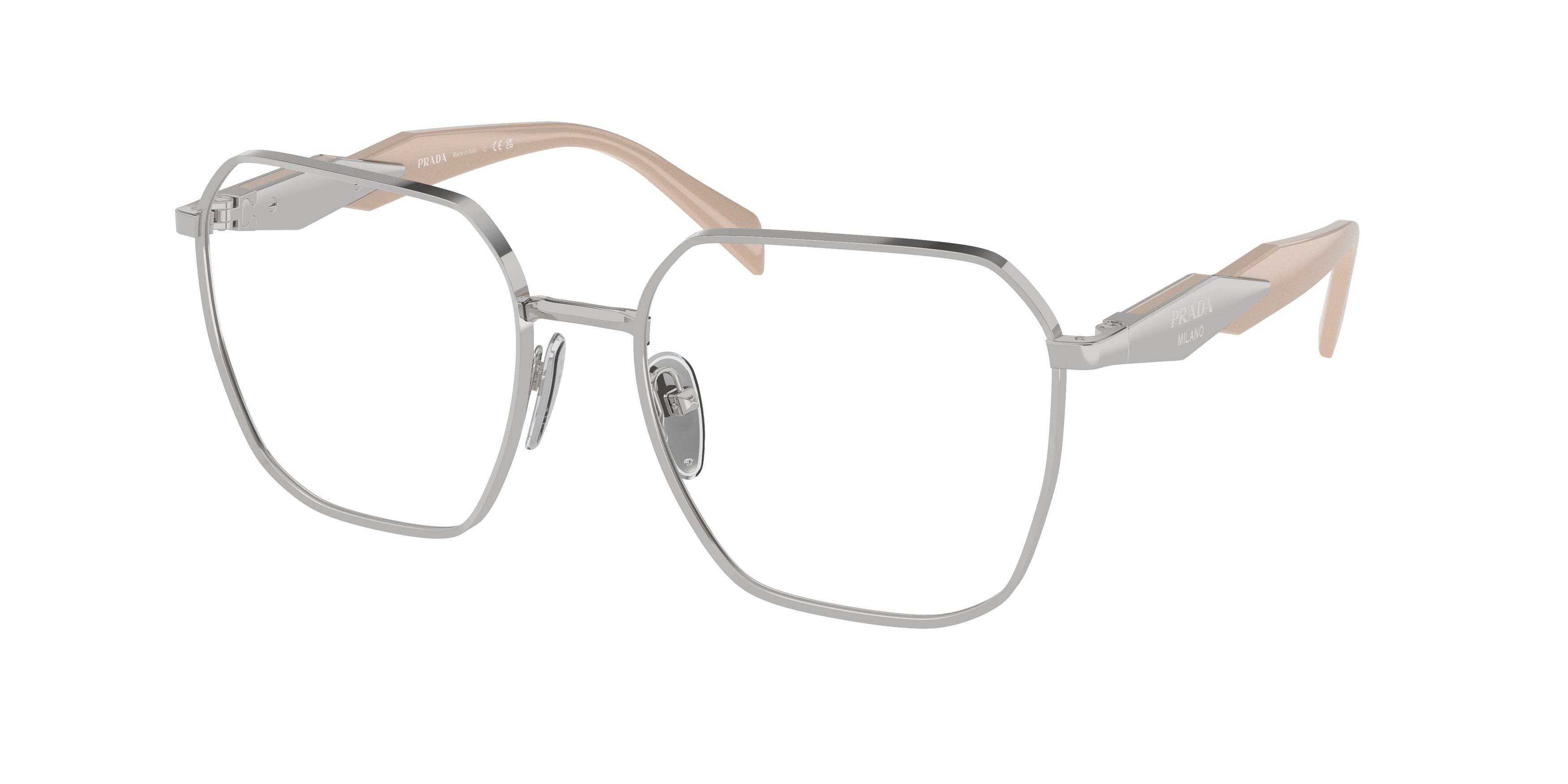 Prada PR56ZV Square Eyeglasses  1BC1O1-Silver 55-140-18 - Color Map Silver