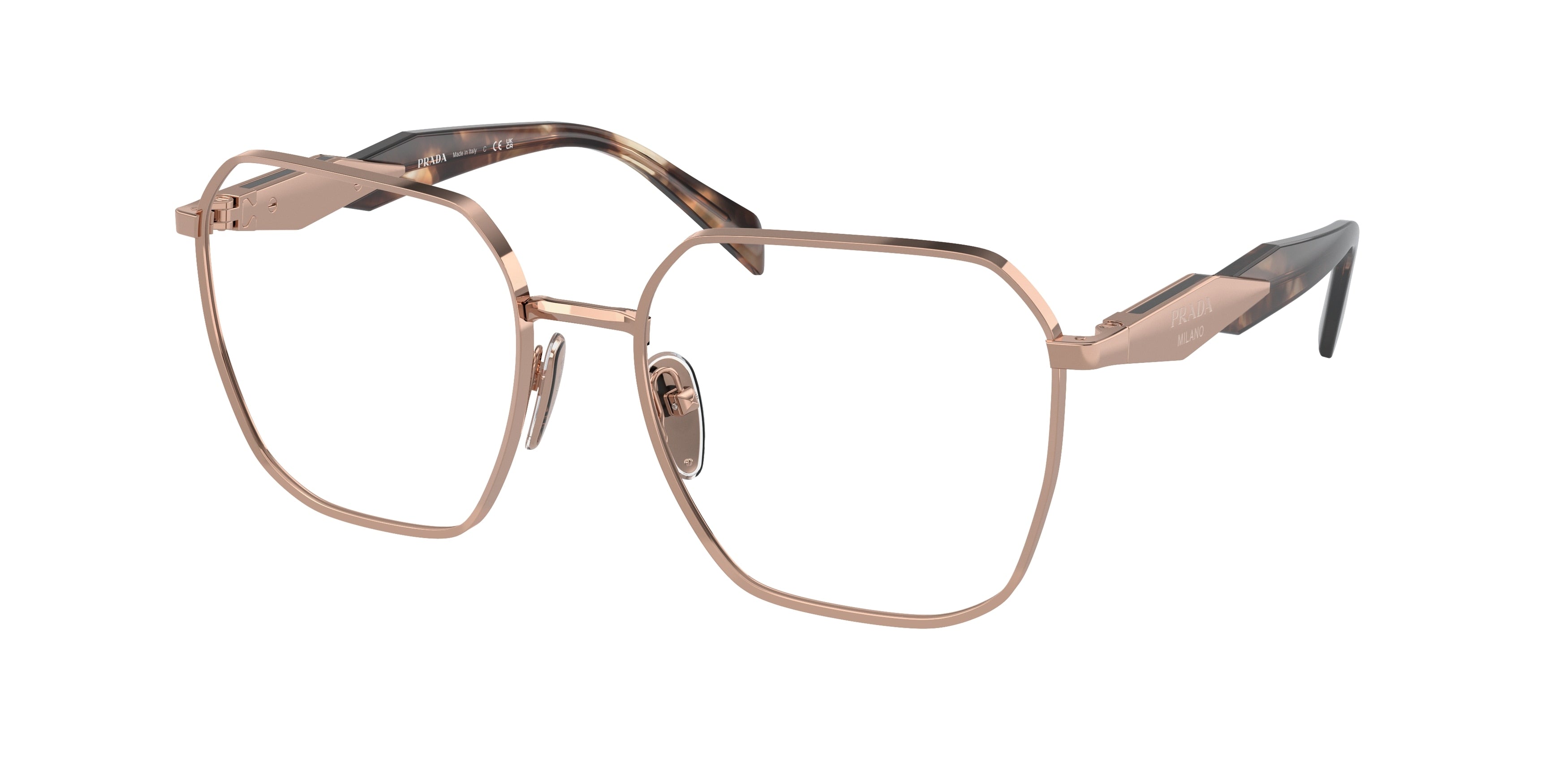 Prada PR56ZV Square Eyeglasses  SVF1O1-Pink Gold 55-140-18 - Color Map Pink