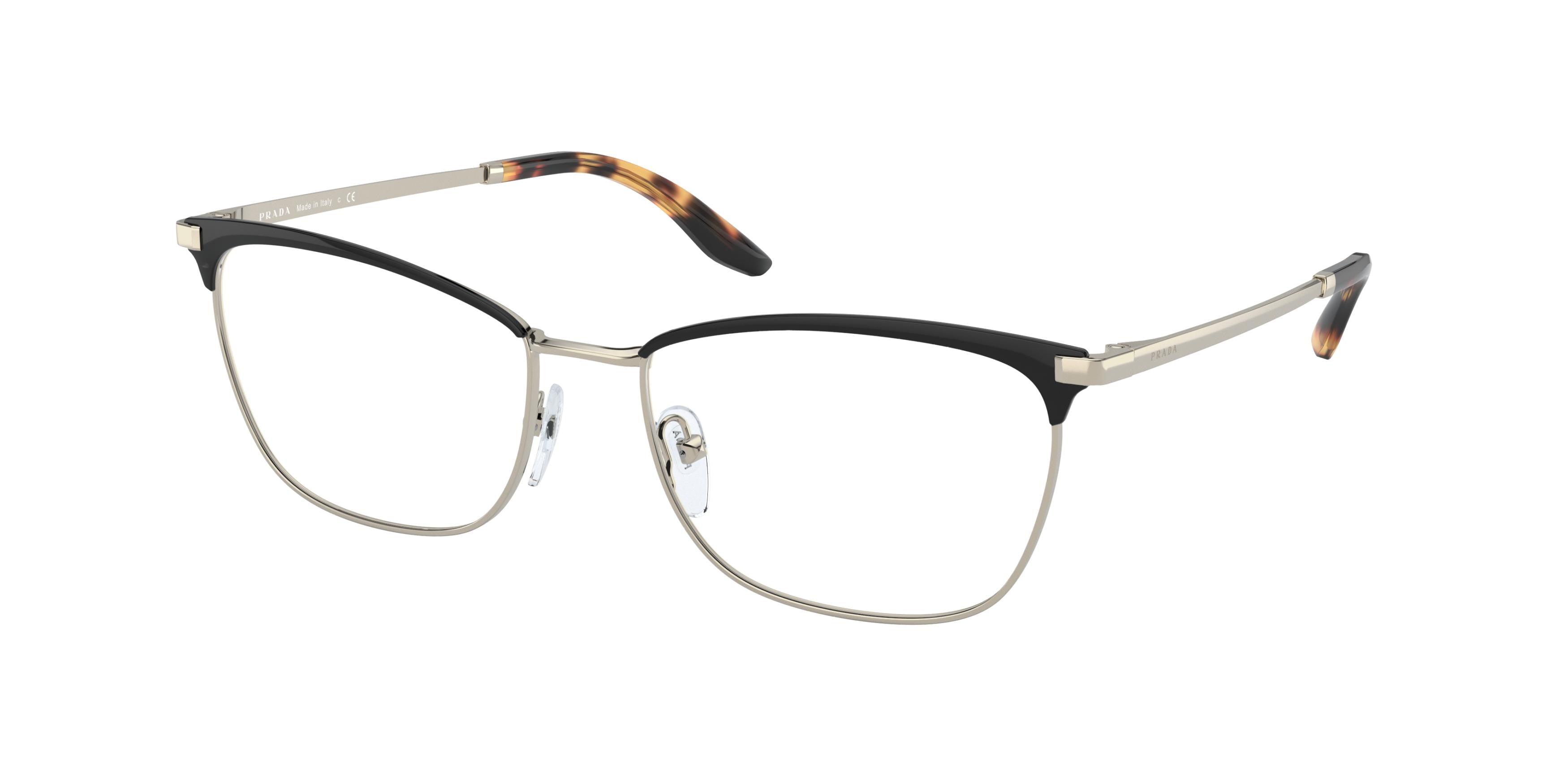 Prada PR57WV Irregular Eyeglasses  AAV1O1-Black/Pale Gold 52-140-17 - Color Map Black